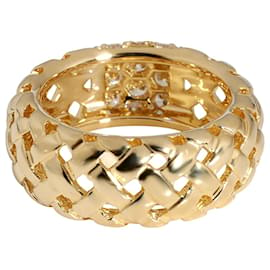 Tiffany & Co-TIFFANY & CO. Vannerie Basket Weave Diamond Ring in 18k yellow gold 3/4 ctw-Silvery,Metallic