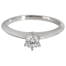 Tiffany & Co-TIFFANY & CO. Bague de fiançailles solitaire diamant en platine G VS1 0.25 ct-Argenté,Métallisé
