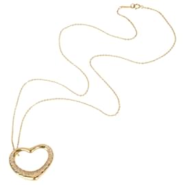 Tiffany & Co-TIFFANY & CO. Ciondolo a cuore aperto con diamanti Elsa Peretti in 18K oro giallo 1 ctw-Argento,Metallico