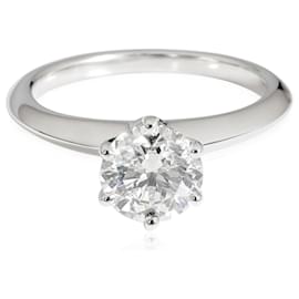 Tiffany & Co-TIFFANY & CO. Anello di fidanzamento con diamante in platino F VS1 16 ctw-Argento,Metallico