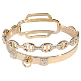 Hermès-Hermès Double Tour Collier De Chien Diamond Bracelet in 18k Yellow Gold 0.79 Ctw-Silvery,Metallic