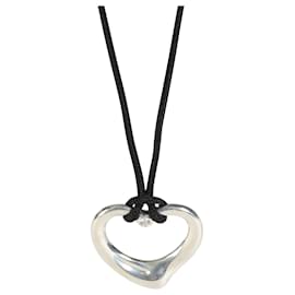 Tiffany & Co-TIFFANY & CO. Elsa Peretti Open Heart Pendant in  Sterling Silver 02 ctw-Silvery,Metallic