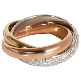 Cartier-Cartier Trinity Diamond Ring in 18K 3 Tone Gold 0.99 ctw-Golden,Metallic