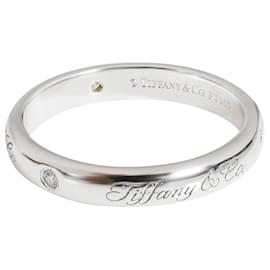 Tiffany & Co-TIFFANY & CO. Appunti 3 Fascia di diamanti da mm in platino 07 ctw-Argento,Metallico