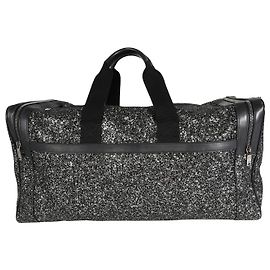 Saint Laurent Glitter Canvas & Black Leather City Gym Duffle Bag Black