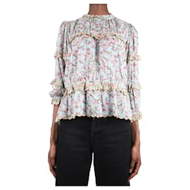 Isabel Marant Etoile-Blue floral blouse with embroidery - size FR 36-Blue