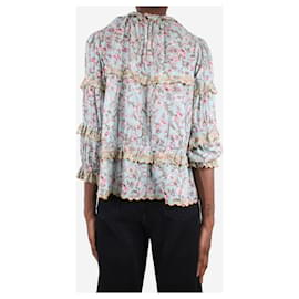 Isabel Marant Etoile-Blue floral blouse with embroidery - size FR 36-Blue