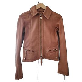 Trussardi Jeans leather jacket Light brown