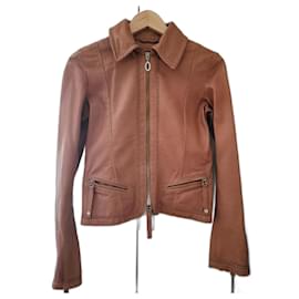 Trussardi Jeans-Trussardi Jeans leather jacket-Light brown