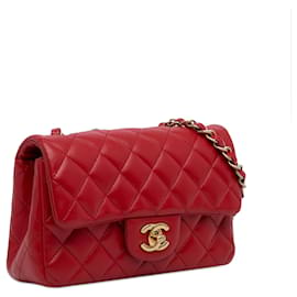 Chanel-Chanel Red Mini Classic Lambskin Rectangular Single Flap-Red