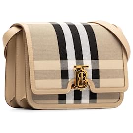 Burberry-Burberry Brown Canvas Check TB Crossbody-Brown,Beige