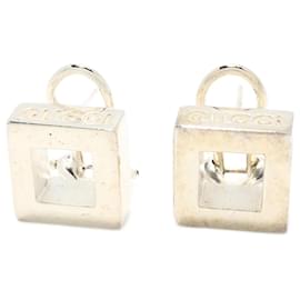 Gucci-Gucci Silver Square Metal Clip on Earrings-Silvery