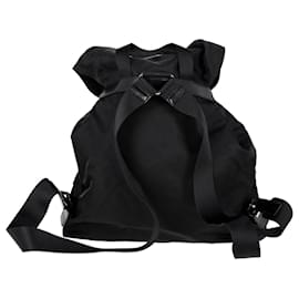 Prada-Prada Saffiano-Trimmed Medium Vela Drawstring Backpack in Black Nylon-Black