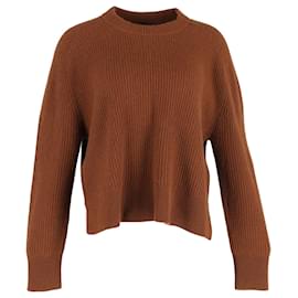 Nili Lotan-Nili Lotan Heidi Ribbed Knit Sweater in Brown Cashmere-Brown