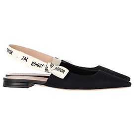 Christian Dior J'adior Slingback Flats in Black Canvas Black