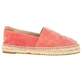 Chanel-Slip-on espadrillas Chanel CC in pelle scamosciata rosa-Rosa