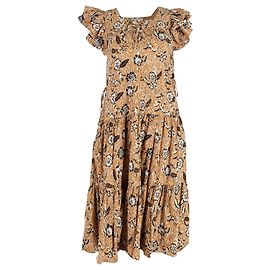 Abito midi con cravatta stampata Ulla Johnson Zuma in cotone arancione Arancione Corallo