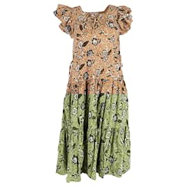 Ulla Johnson-Ulla Johnson Zuma Printed Tie-front Midi Dress In Orange Cotton-Orange,Coral