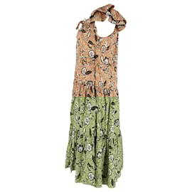 Ulla Johnson-Ulla Johnson Zuma Printed Tie-front Midi Dress In Orange Cotton-Orange,Coral