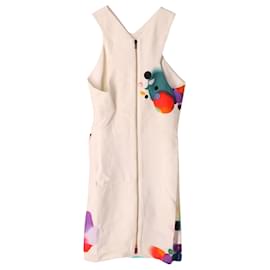 Roland Mouret-Roland Mouret Halter Mini Sheath Dress in Cream Print Viscose-White,Cream