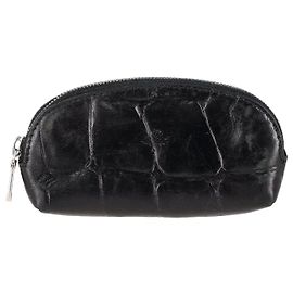 Monedero efecto cocodrilo con llavero Mulberry en piel negra Negro