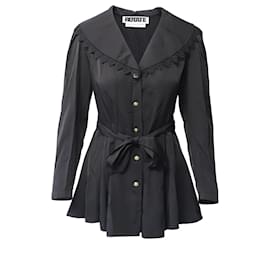 Autre Marque-Rotate Birger Christensen Padded-Shoulder Mini Dress in Black Rayon-Black