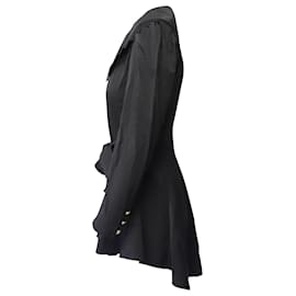 Autre Marque-Rotate Birger Christensen Mini-robe à épaules rembourrées en rayonne noire-Noir