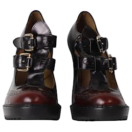 Alexander Mcqueen-Alexander McQueen Sapatos Mary Jane em couro cor de vinho-Bordeaux