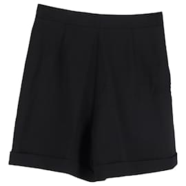 Diane Von Furstenberg-Diane von Furstenberg Button Detail high waisteded Shorts in Black Wool-Black