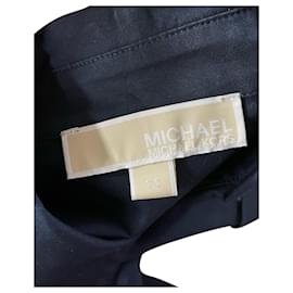 Michael Kors-Michael Kors Robe plissée à manches courtes en coton bleu marine-Bleu Marine