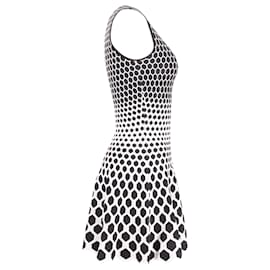 Alexander Mcqueen-Alexander Mcqueen Knit Honeycomb Skater Dress in Black Print Viscose-Other
