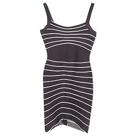 Herve Leger Mini-robe rayée en rayonne imprimée noire Noir
