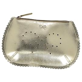 Anya Hindmarch-Anya Hindmarch Scalloped Purse in Gold Leather-Golden