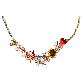 Les Nereides Field flowers statement necklace Gold hardware