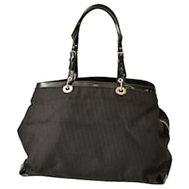 Christian Dior-Christian Dior Oblique Jacquard & Black Patent Leather Tote Weekender Overnight-Black