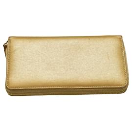Gucci-Gucci GG gold leather zip around intrenational long wallet with original box-Golden