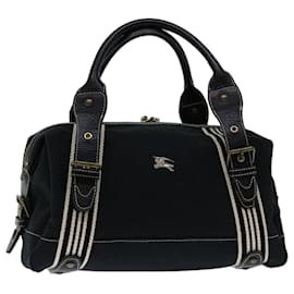 Burberry-BURBERRY Blue Label Hand Bag Canvas Black Auth hk1142-Black