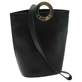 Céline-CELINE Shoulder Bag Leather Black Auth 67807-Black