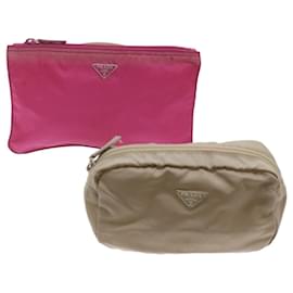 Prada-Prada pouch nylon 2Set Pink Gray Auth bs12177-Pink,Grey