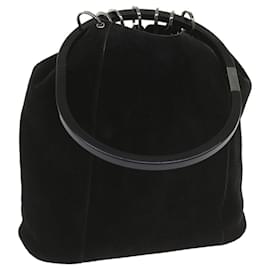 Gucci-GUCCI Shoulder Bag Suede Black 001 3738 auth 68472-Black