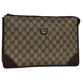Gucci-GUCCI GG Supreme Clutch Bag PVC Beige 97 01 029 Auth bs12461-Beige