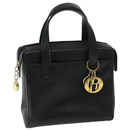 Christian Dior-Christian Dior Hand Bag Leather Black Auth ep3621-Black