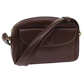 Cartier-CARTIER Shoulder Bag Leather Wine Red Auth 68320-Other