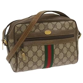 Gucci-GUCCI GG Supreme Web Sherry Line Shoulder Bag Red Beige 98 02 004 Auth ep3555-Red,Beige