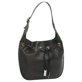 Gucci-GUCCI Shoulder Bag Leather Black Auth hk1169-Black