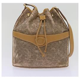 Gucci-GUCCI GG Canvas Clutch Shoulder Bag PVC 2Set Beige Auth bs12335-Beige
