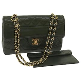 Chanel-CHANEL Matelasse Turn Lock Chain Shoulder Bag Lamb Skin Green CC Auth yk11103A-Green