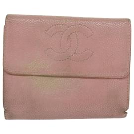 Chanel-Portafoglio CHANEL Pelle di caviale 4Imposta Nero Rosa Arancione CC Aut bs11979-Nero,Rosa,Arancione