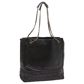 Chanel-Bolsa de ombro com corrente CHANEL em couro preto CC Auth bs11945-Preto