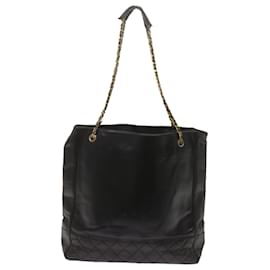 Chanel-CHANEL Chain Shoulder Bag Leather Black CC Auth bs11945-Black